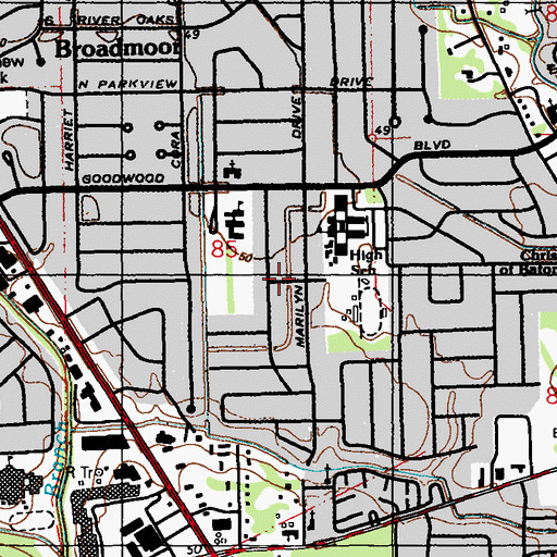 Topographic Map of South Broadmoor, LA