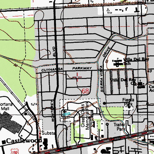 Topographic Map of Villa Del Rey Park, LA