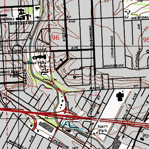 Topographic Map of Walnut Hill, LA