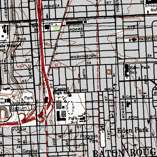 Topographic Map of Bogan, LA