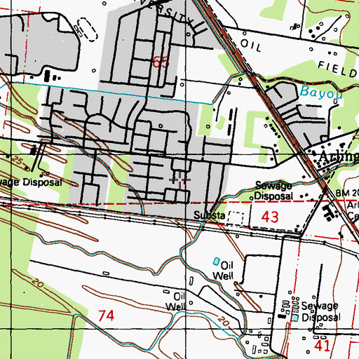 Topographic Map of Brightside Park, LA