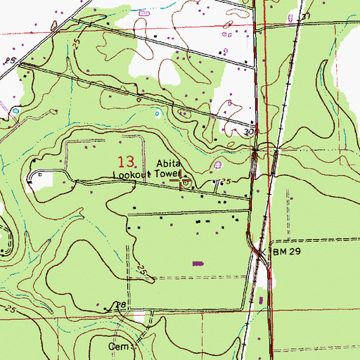 Topographic Map of Abita Lookout Tower, LA