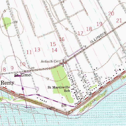 Topographic Map of Antioch Cemetery, LA