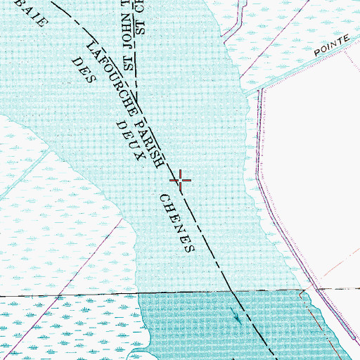 Topographic Map of Baie Des Deux Chenes, LA