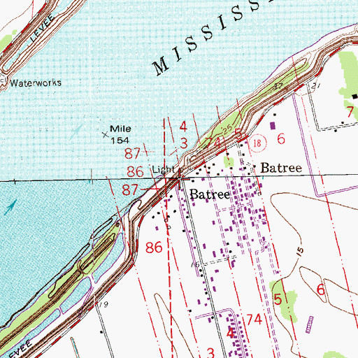 Topographic Map of Batree, LA