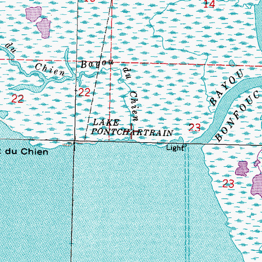 Topographic Map of Bayou du Chien, LA