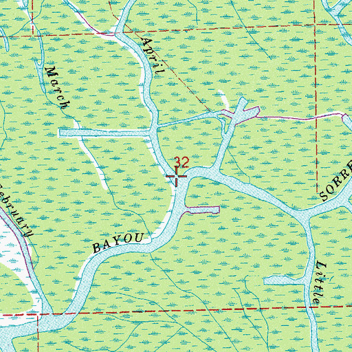Topographic Map of Bayou April, LA