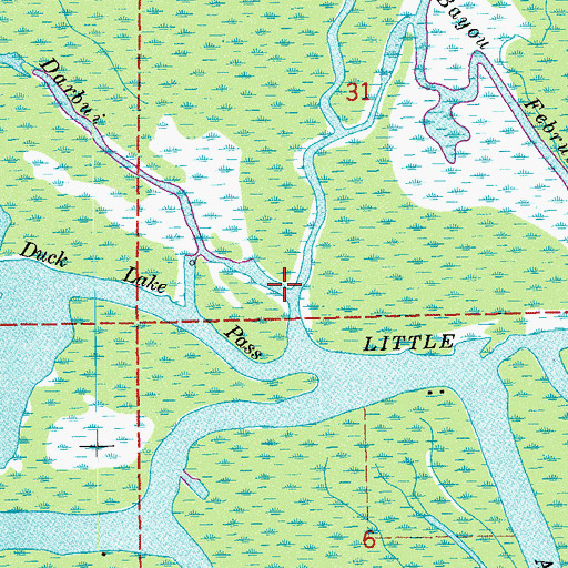 Topographic Map of Bayou Darbui, LA