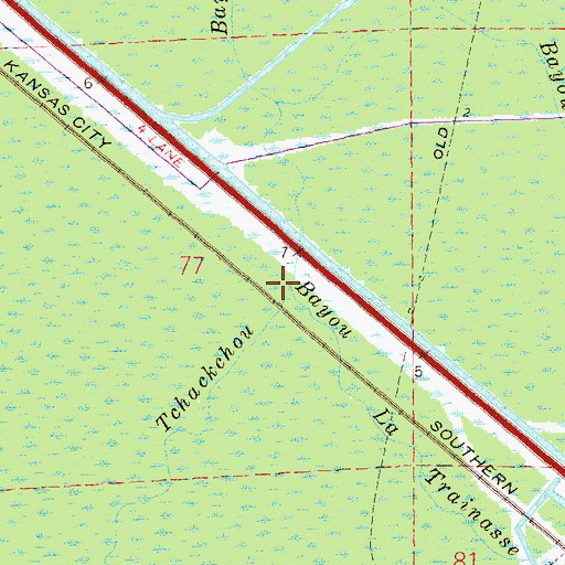 Topographic Map of Bayou La Trainasse, LA