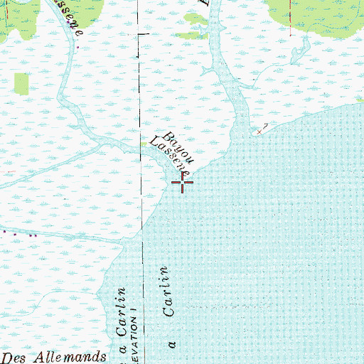 Topographic Map of Bayou Lassene, LA
