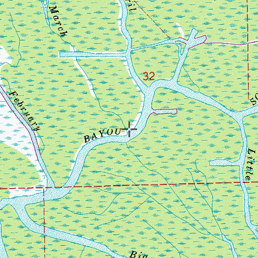 Topographic Map of Bayou March, LA