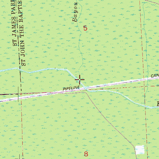 Topographic Map of Bayou Quatre Pattes, LA