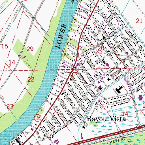 Topographic Map of Bayou Vista, LA