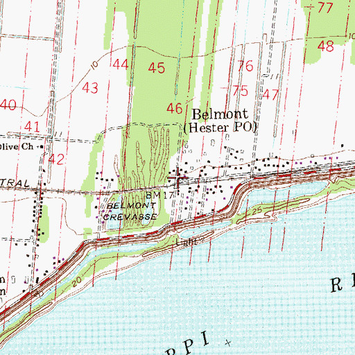Topographic Map of Belmont, LA