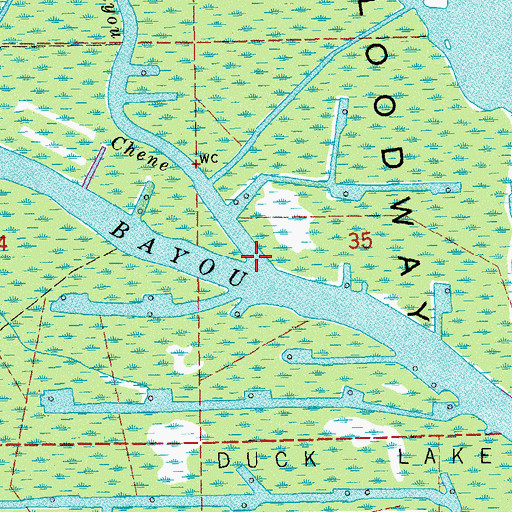Topographic Map of Big Bayou Chene, LA