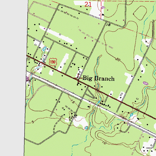 Topographic Map of Big Branch, LA
