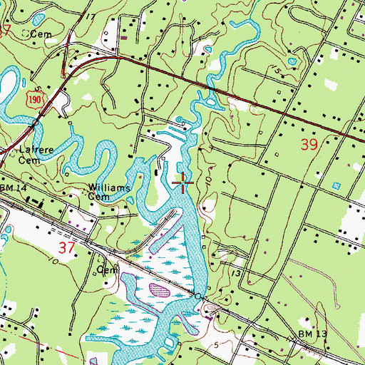 Topographic Map of Big Branch Bayou, LA