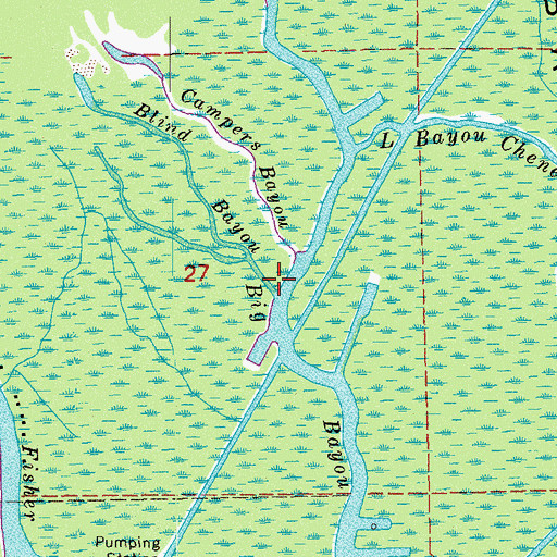 Topographic Map of Blind Bayou, LA