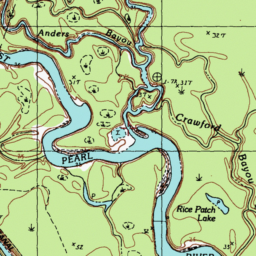 Topographic Map of Bradley Slough, LA