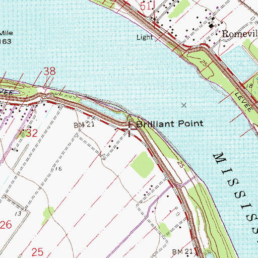 Topographic Map of Brilliant Point, LA