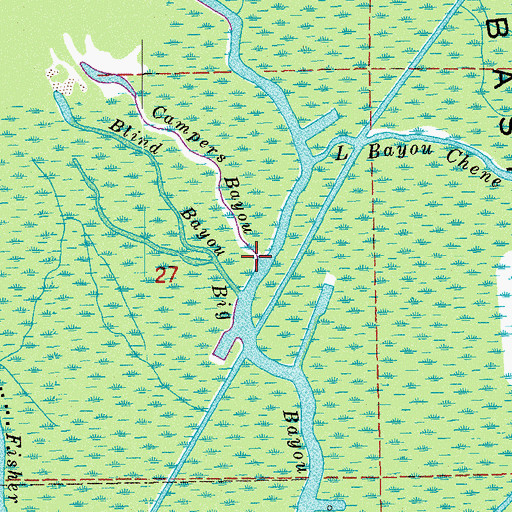 Topographic Map of Campers Bayou, LA
