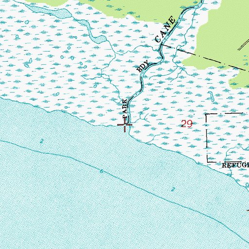 Topographic Map of Cane Bayou, LA