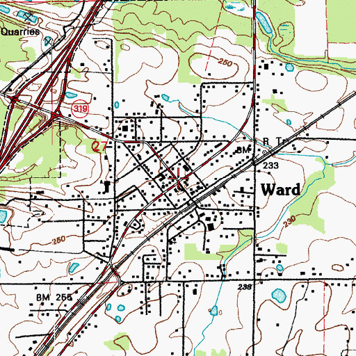 Topographic Map of Ward, AR