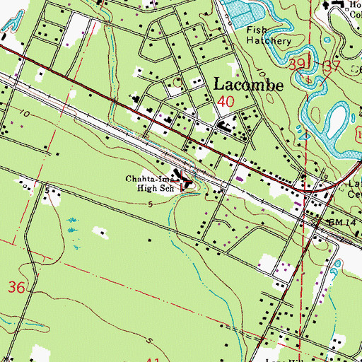 Topographic Map of Chahta-Ima High School, LA