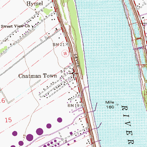 Topographic Map of Chatman Town, LA