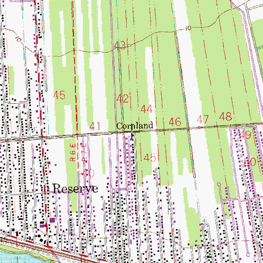 Topographic Map of Cornland, LA