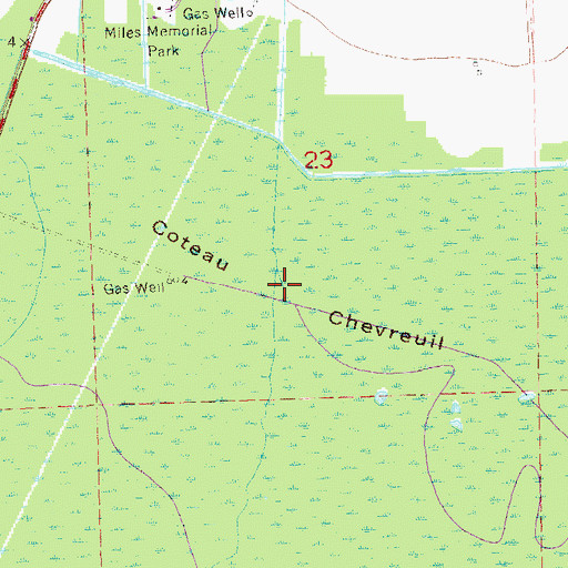 Topographic Map of Coteau Chevreuil, LA