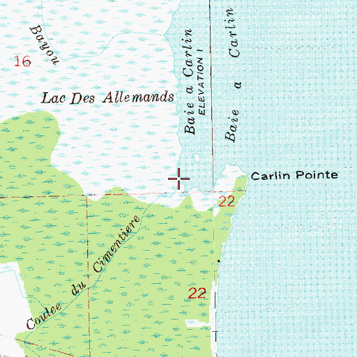 Topographic Map of Coulee du Cimentiere, LA