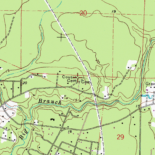 Topographic Map of Cousin Cemetery, LA