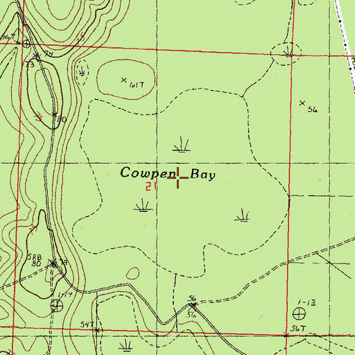 Topographic Map of Cowpen Bay, LA
