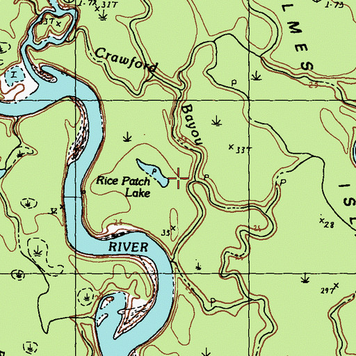 Topographic Map of Crawford Bayou, LA