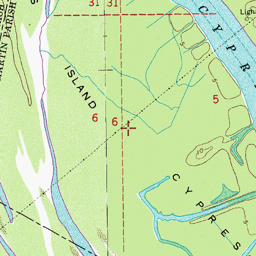 Topographic Map of Cypress Island, LA