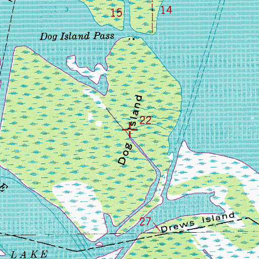 Topographic Map of Dog Island, LA