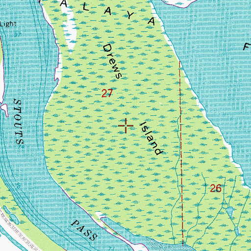 Topographic Map of Drews Island, LA