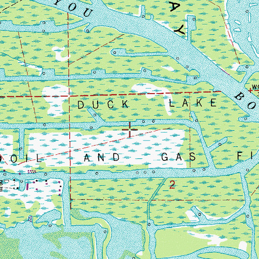 Topographic Map of Duck Lake Oil and Gas Field, LA