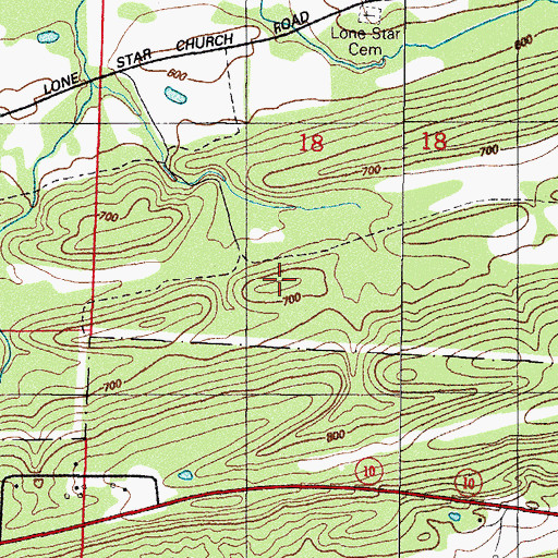 Topographic Map of Washburn Mountains, AR