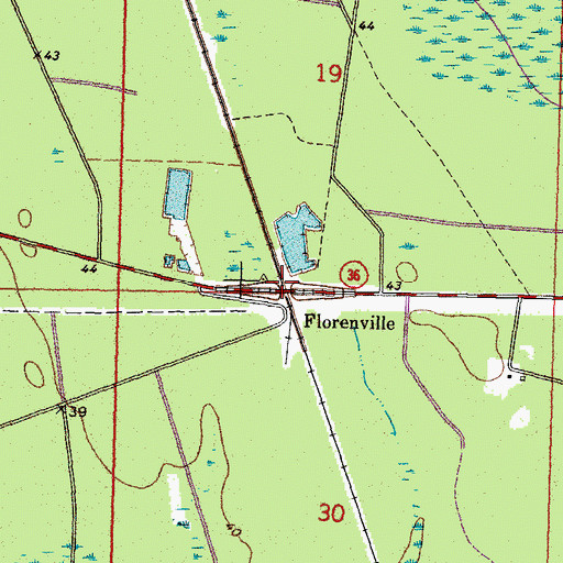 Topographic Map of Florenville, LA