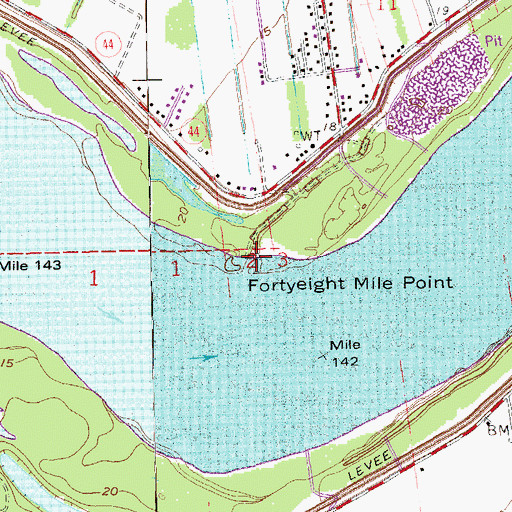 Topographic Map of Fortyeight Mile Point, LA