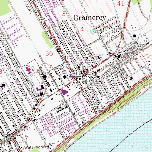 Topographic Map of Gramercy, LA