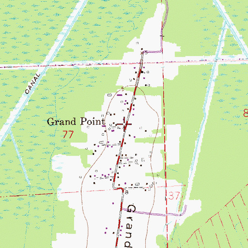 Topographic Map of Grand Point, LA