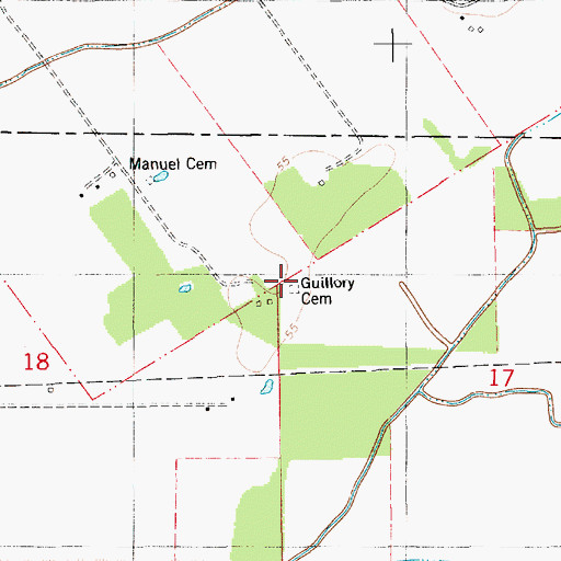 Topographic Map of Guillory Cemetery, LA