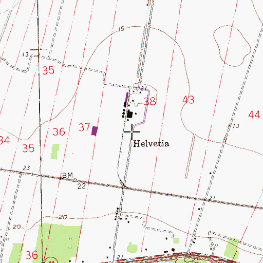 Topographic Map of Helvetia, LA
