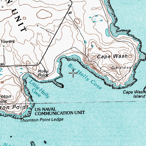 Topographic Map of Big Holly Cove, ME