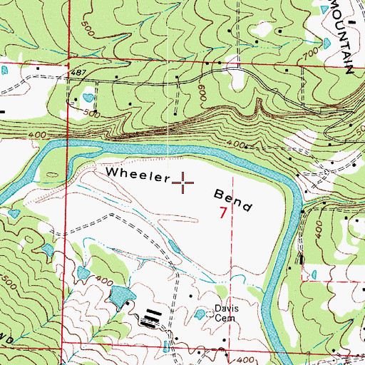 Topographic Map of Wheeler Bend, AR