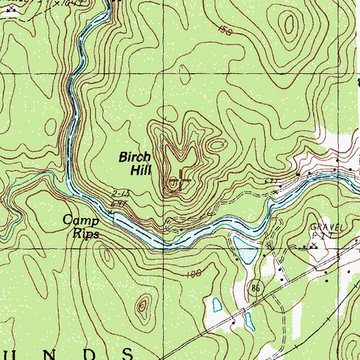 Topographic Map of Birch Hill, ME