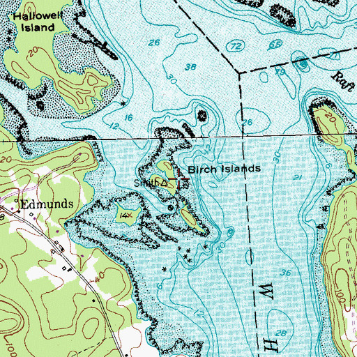 Topographic Map of Birch Islands, ME